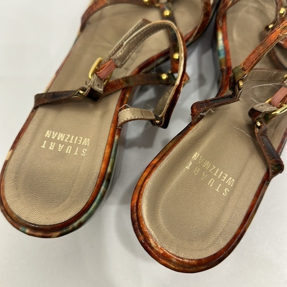 Stuart Weitzman Strappy wedge sandals orange and blue size 38 - Picture 5 of 13